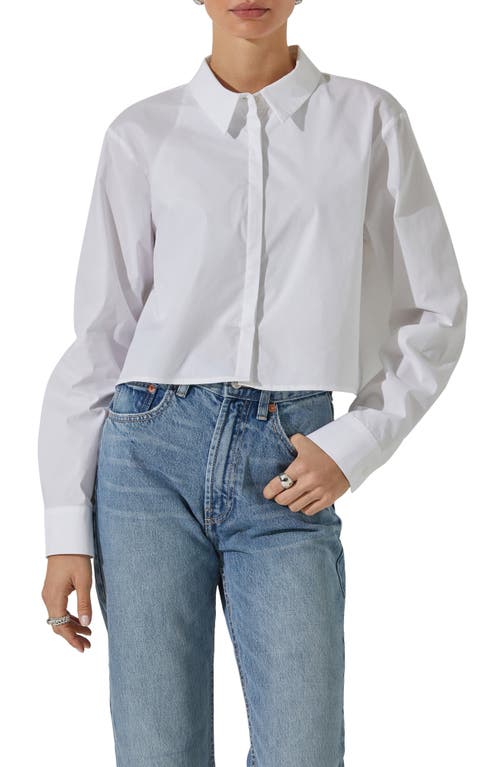 ASTR the Label Tie Back Crop Button-Up Shirt White at Nordstrom,