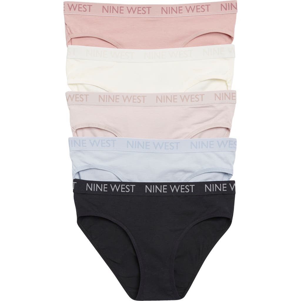 Nine West Assorted 5-pack Bikinis In Pale Mauve/gray Dawn/egret