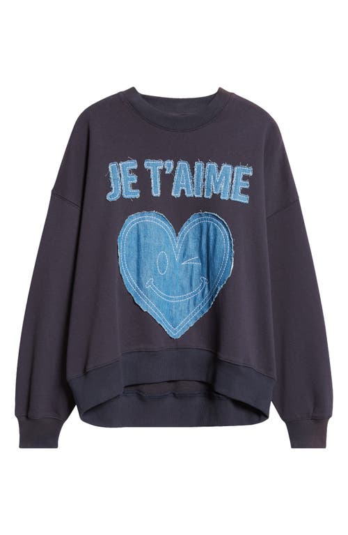 Shop Cinq À Sept Je T'aime Appliqué Cotton Sweatshirt In Navy