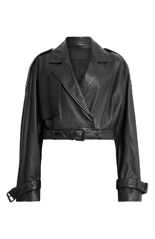 Shop Allsaints Ophelia Crop Leather Jacket In Black