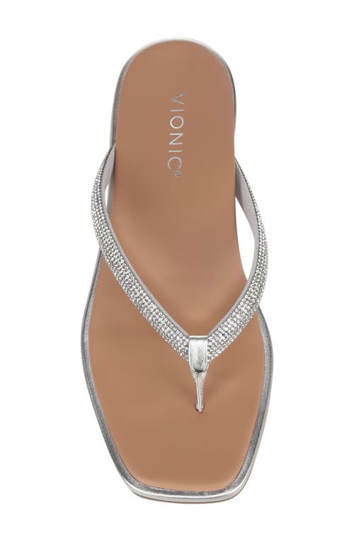 Vionic Vista Shine Flip Flop In Silver