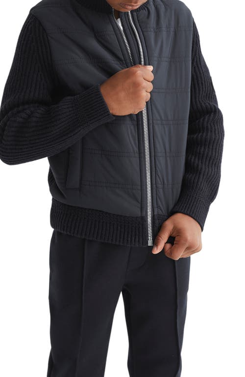 Reiss Kids' Trainer Jr. Bomber Jacket In Navy