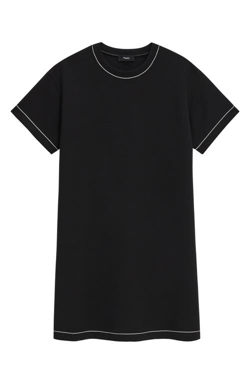 Shop Theory Topstitch Detail Mini T-shirt Dress In Black