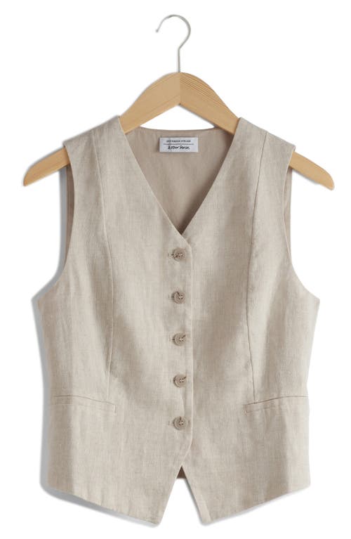 & Other Stories Linen Vest In Beige Dusty Light