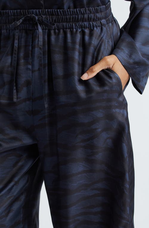 Shop Stella Mccartney Tiger Stripe Drawstring Waist Silk Pajama Pants In Ink