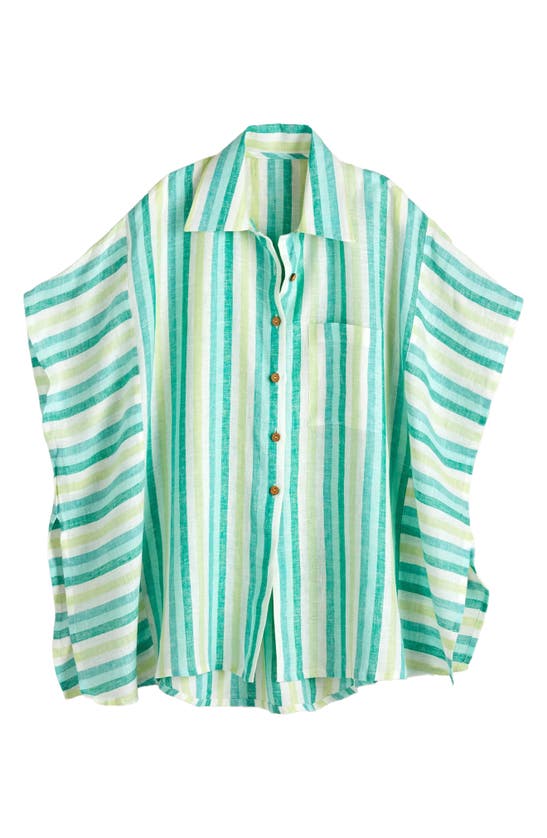 Saachi Oversize Stripe Cotton Button-up Shirt In Green