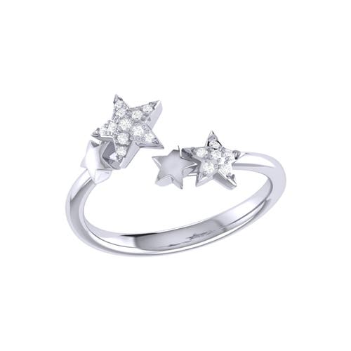 Luvmyjewelry Dazzling Star Couples Diamond Open Ring In Sterling Silver In Silver