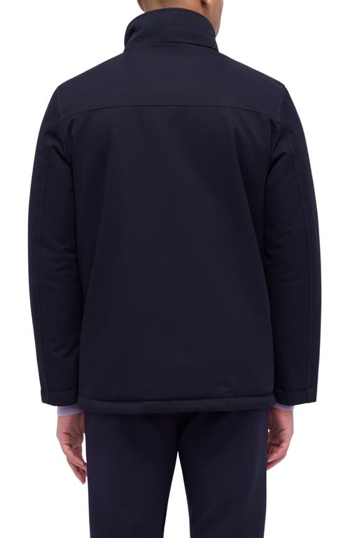 Shop Bugatchi Water Repellent Twill Jacket With Bib In Navy