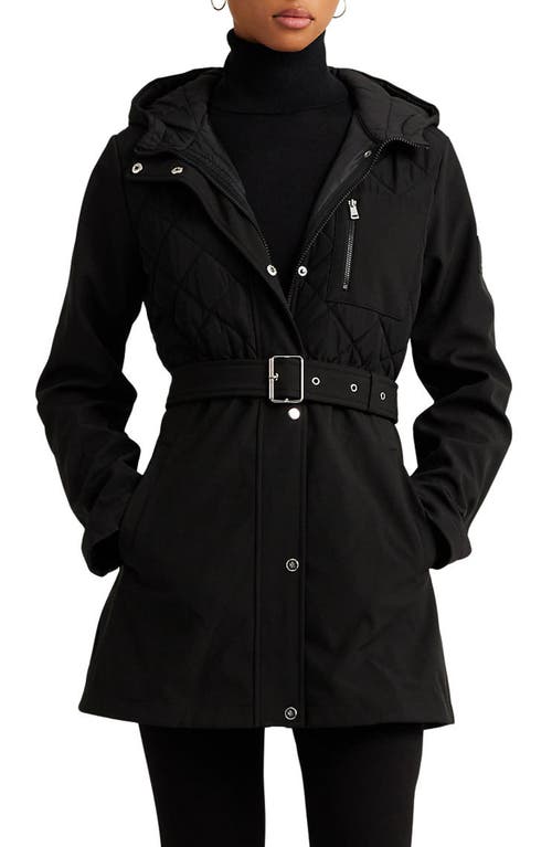 Lauren Ralph Quilted Detail Hooded Jacket Black at Nordstrom,