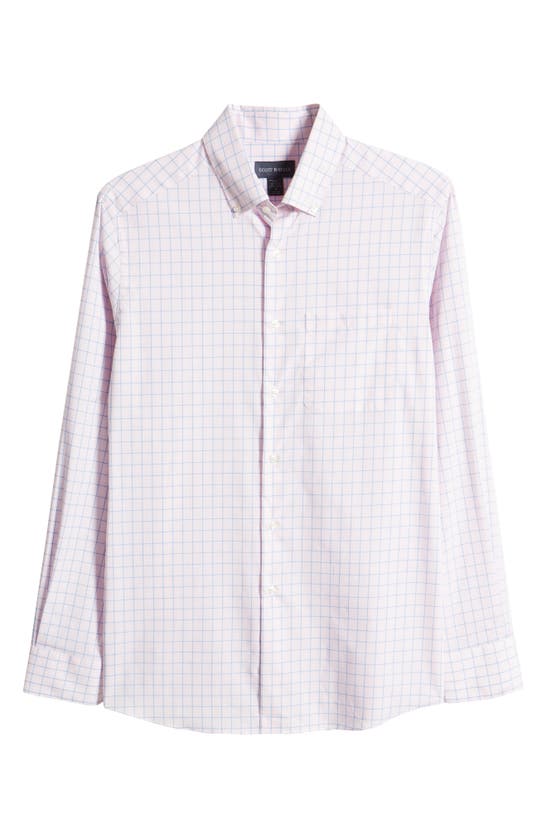 Shop Scott Barber Windowpane Check Stretch Cotton Button-down Shirt In Pink
