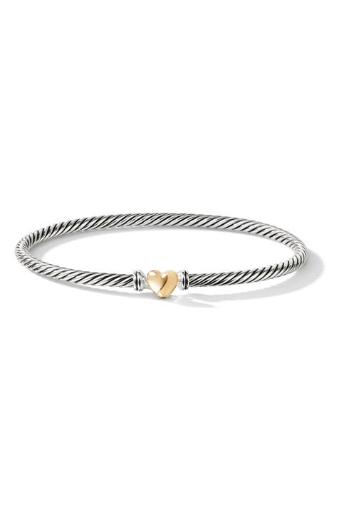 Cable Collectibles® Heart Bracelet with 18K Gold, 3mm