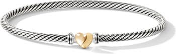 David Yurman Cable Collectibles® Heart Bracelet with 18K Gold, 3mm