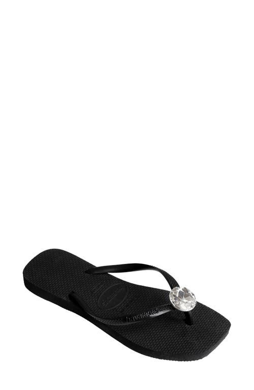 Havaianas Slim Square Toe Flip Flop In Black