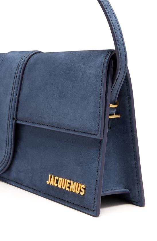 Shop Jacquemus Long Le Bambino Leather Shoulder Bag In Dark Navy