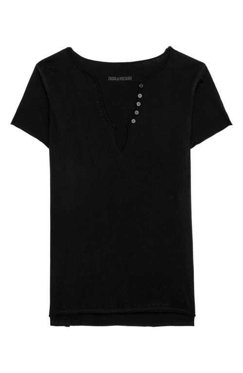 Zadig & Voltaire Tuni Wings Strass Embellished Keyhole Cotton Graphic T-shirt In Noir