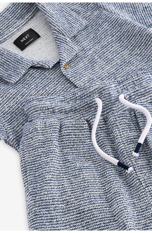 Shop Next Kids' Textured Button-up Shirt & Shorts In Grey