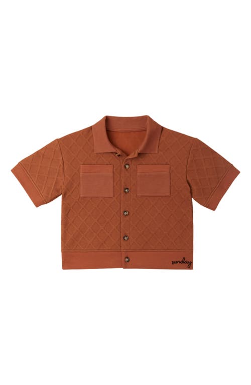 The Sunday Collective Kids' Sunday Club Short Sleeve Cardigan In Orange