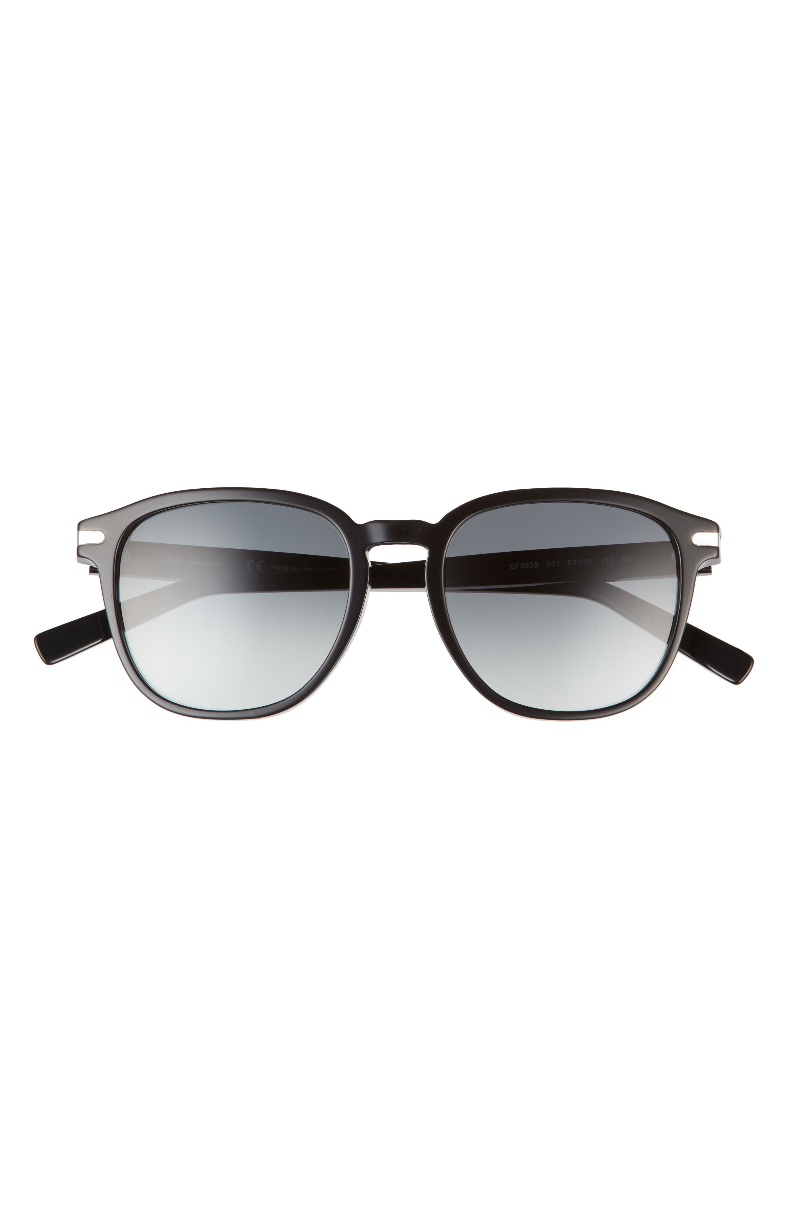 Salvatore Ferragamo Timeless 53mm Rectangular Sunglasses in Black /Blue Gradient at Nordstrom