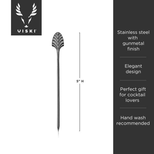 Viski Art Deco Cocktail Picks Set Of 4 In Black