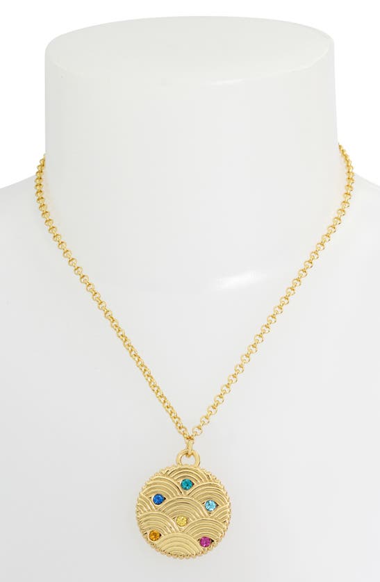 Shop Kurt Geiger London Southbank Coin Pendant Necklace In Gold Multi