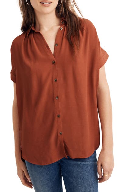 Madewell Central Drapey Shirt In Weathered Brick