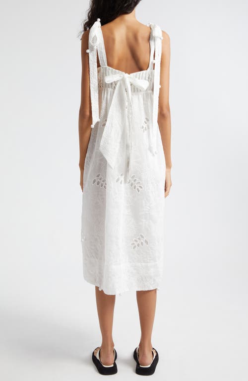 Shop Farm Rio Eyelet Embroidered Midi Dress In Off-white