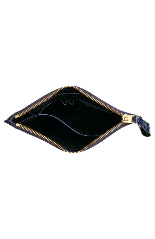 Tom Ford Buckley Croc Embossed Leather Portfolio Clutch In 1l022 Royal Blue