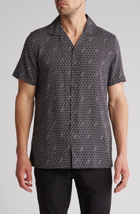 Slim Fit Short Sleeve Button-Up Camp Shirt