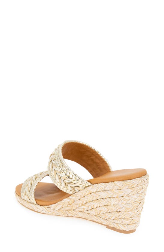 Shop Andre Assous André Assous Nitra Raffia Wedge Slide Sandal In Platino Multi