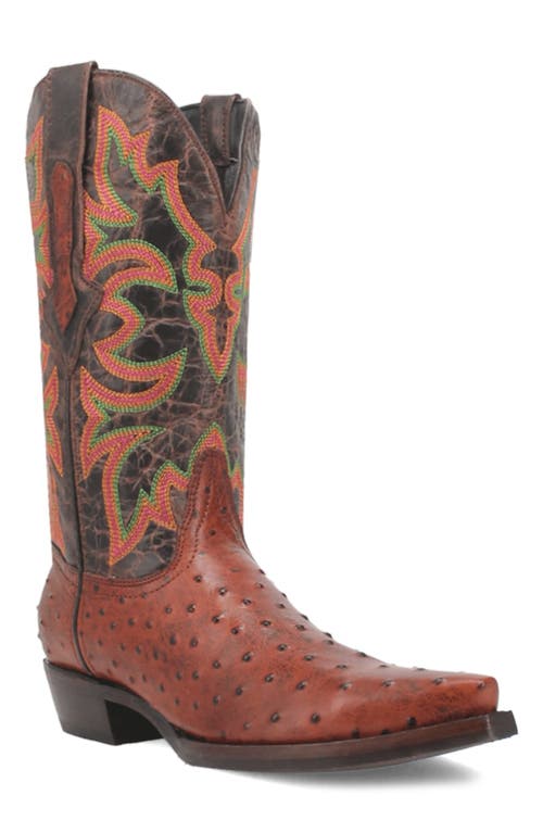 Dingo Outlaw Ostrich Embossed Cowboy Boot In Brown