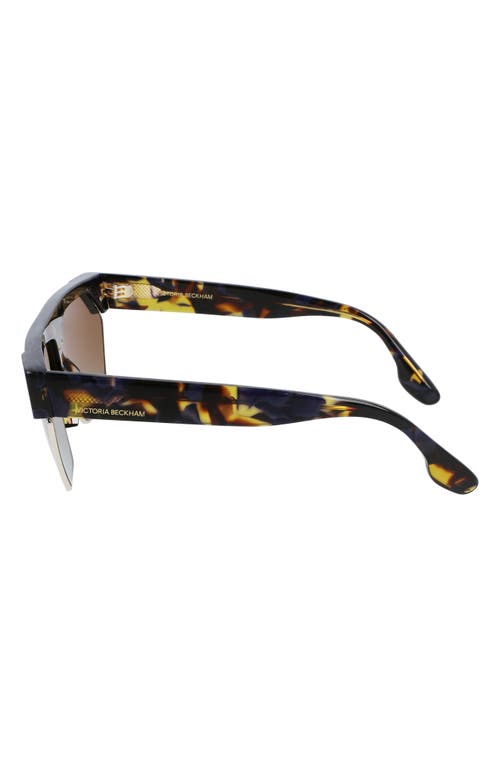 Victoria Beckham Semi-rimless Rectangle Acetate Sunglasses In Havana/blue