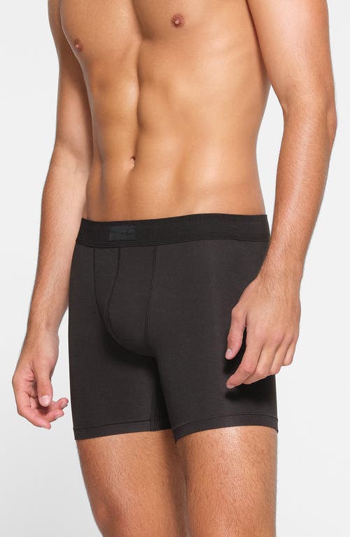 Shop Skims 5-inch Cotton & Modal Blend Boxer Briefs In Onyx