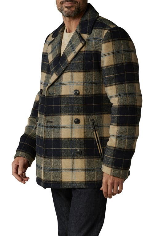 The Normal Brand Lan Windowpane Plaid Peacoat In Navy Windowpane Plaid