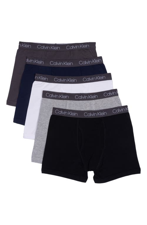 Calvin Klein Kids' Assorted 5-Pack Boxer Briefs Blk Arch/hg/wht/blk Iris/cstlr at Nordstrom