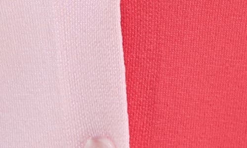 Shop Nina Leonard Colorblock V-neck Cardigan In Light Rose/coral Pink