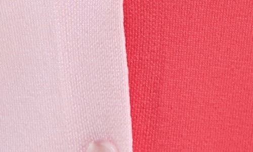 Nina Leonard Colorblock V-neck Cardigan In Light Rose/coral Pink