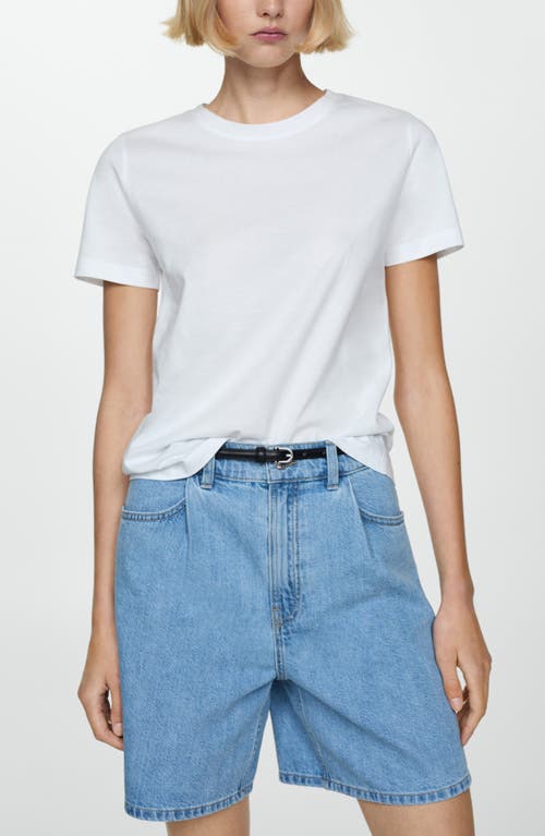 Mango Denim Shorts With Pleats Medium Blue In Medium Blue