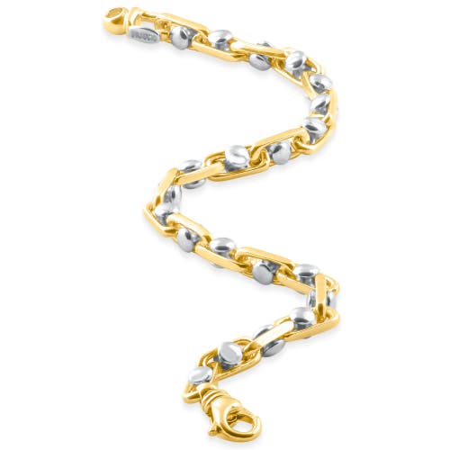 Shop Bliss Diamond Mens Solid 14k Yellow Gold 33 Grams Designed Link 5.5mm Heavy Masculine Bracelet 8.5"