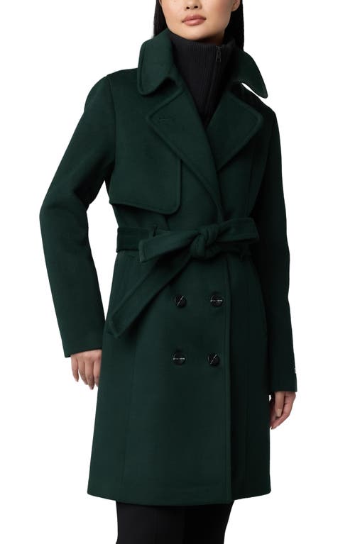 Shop Soia & Kyo Fabianne Belted Wool Blend Coat In Evergreen