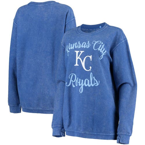 Women's G-III 4Her by Carl Banks Royal Kansas City Royals Script Comfy Cord Pullover Sweatshirt