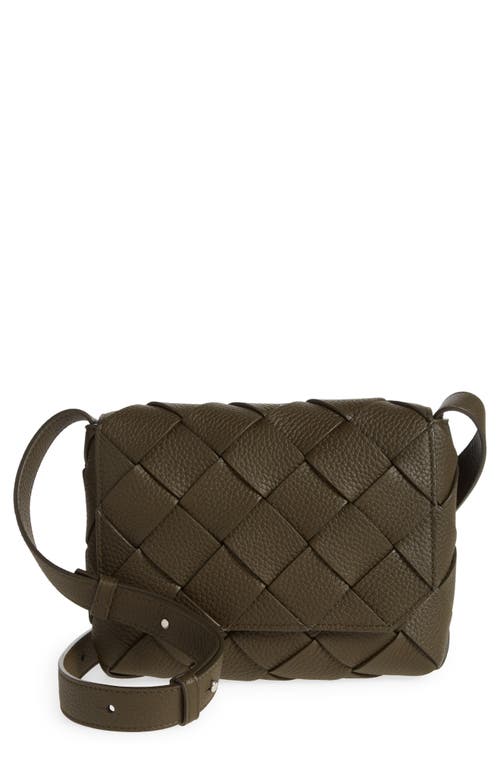 Shop Bottega Veneta Small Intrecciato Messenger Bag In Kaki/silver