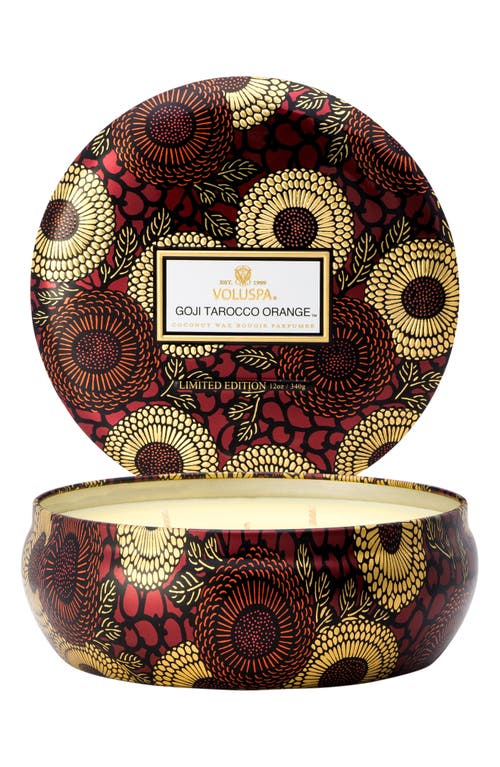 Voluspa Three-Wick Tin Candle in Goji Tarocco Orange at Nordstrom