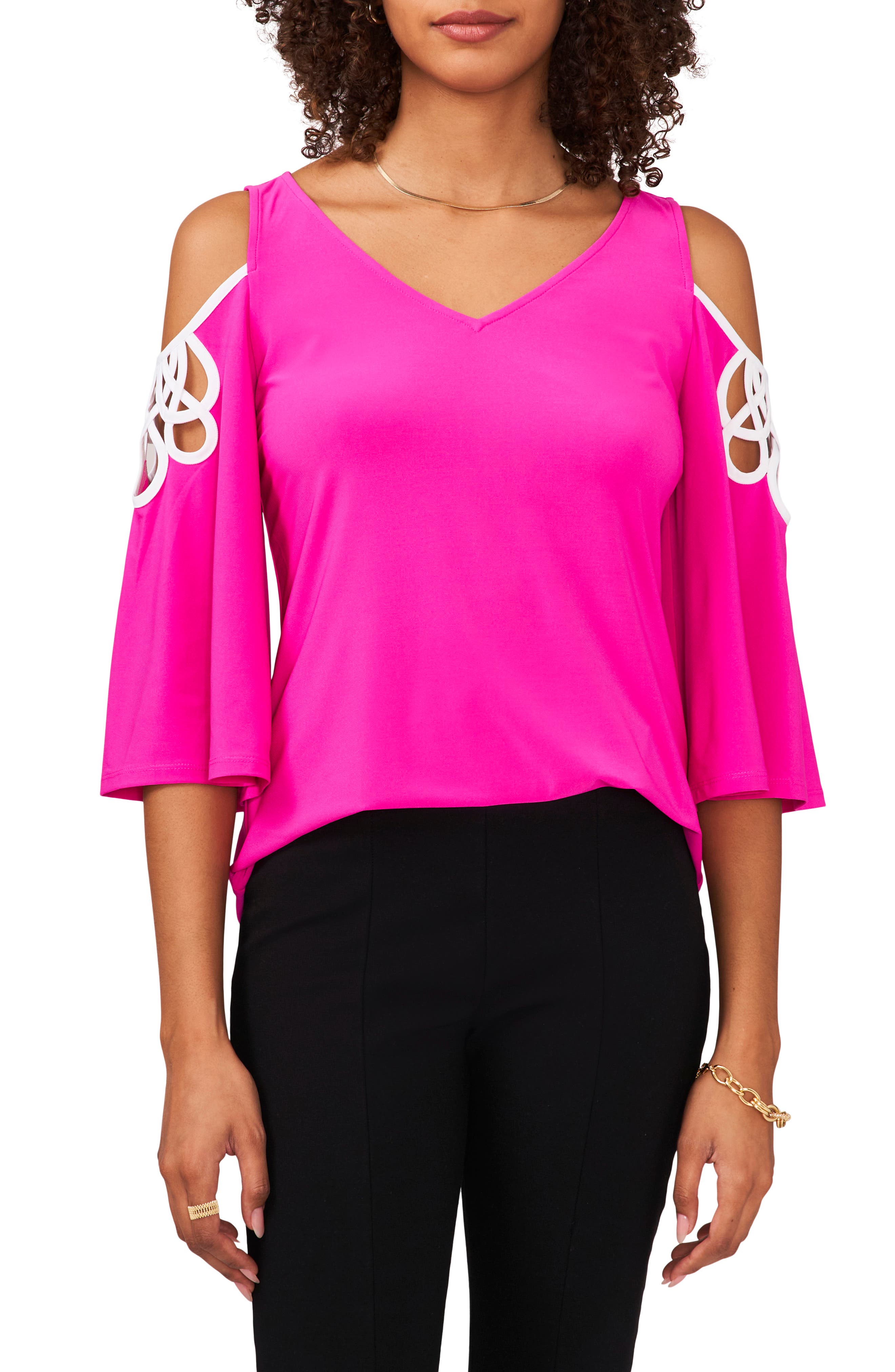 Chaus Womens S/S Side Knot Top