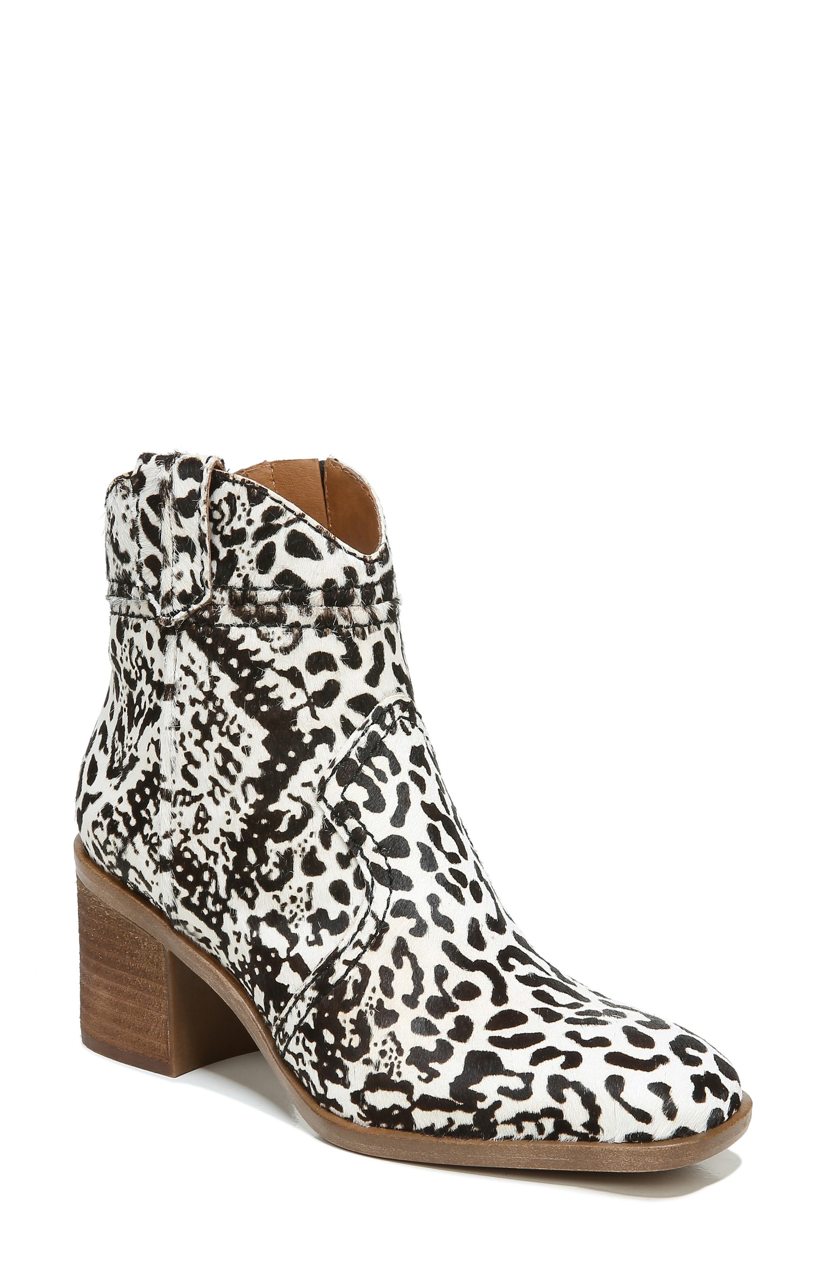 black and white leopard booties