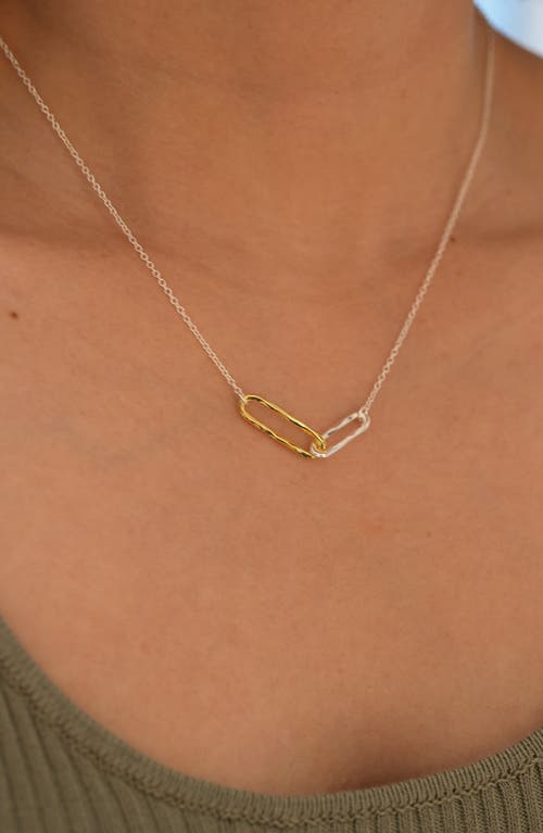 Argento Vivo Sterling Silver Two-tone Linked Pendant Necklace In Gold/sil