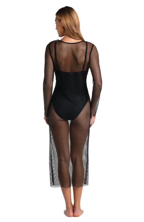L AGENCE L'AGENCE SARA SHINE LONG SLEEVE SHEER MESH COVER-UP DRESS