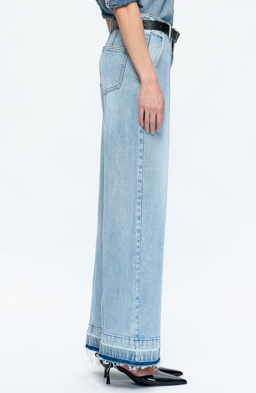 Shop Bayeas Jermy Seamed High Waist Raw Hem Wide Leg Jeans In Iceberg Blue