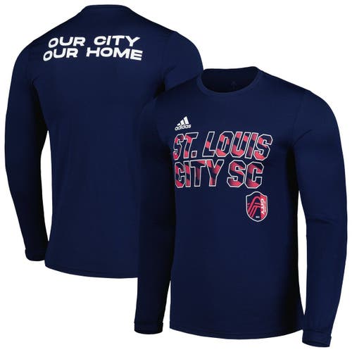 Men's adidas Navy St. Louis City SC Jersey Hook AEROREADY Long Sleeve T-Shirt