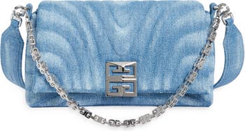 Pedro Garcia Sequined Shoulder Bag with Leather Trim and Chain Link Strap