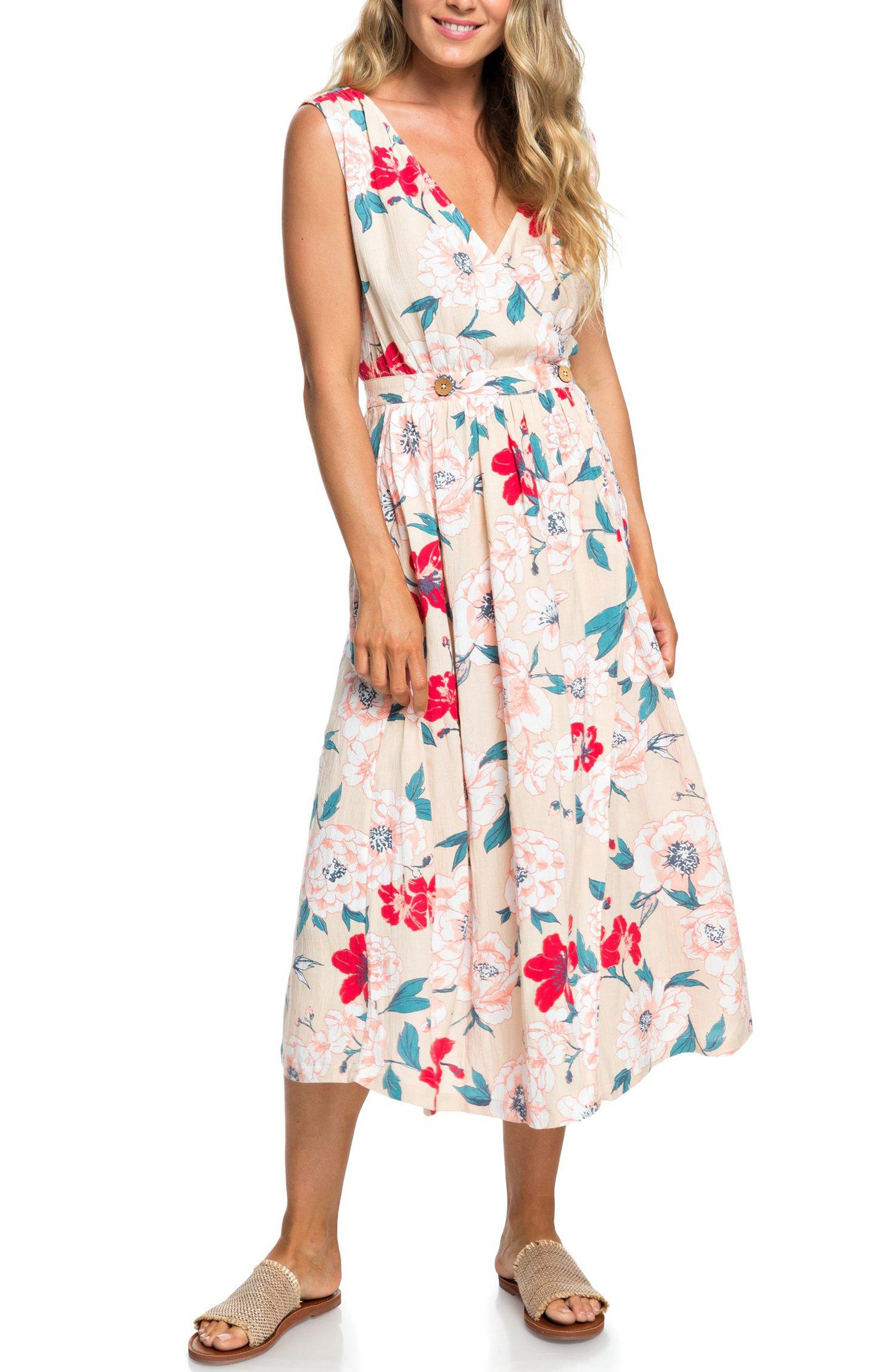 Roxy In The Mood For Dance Midi Wrap Dress, Beige
